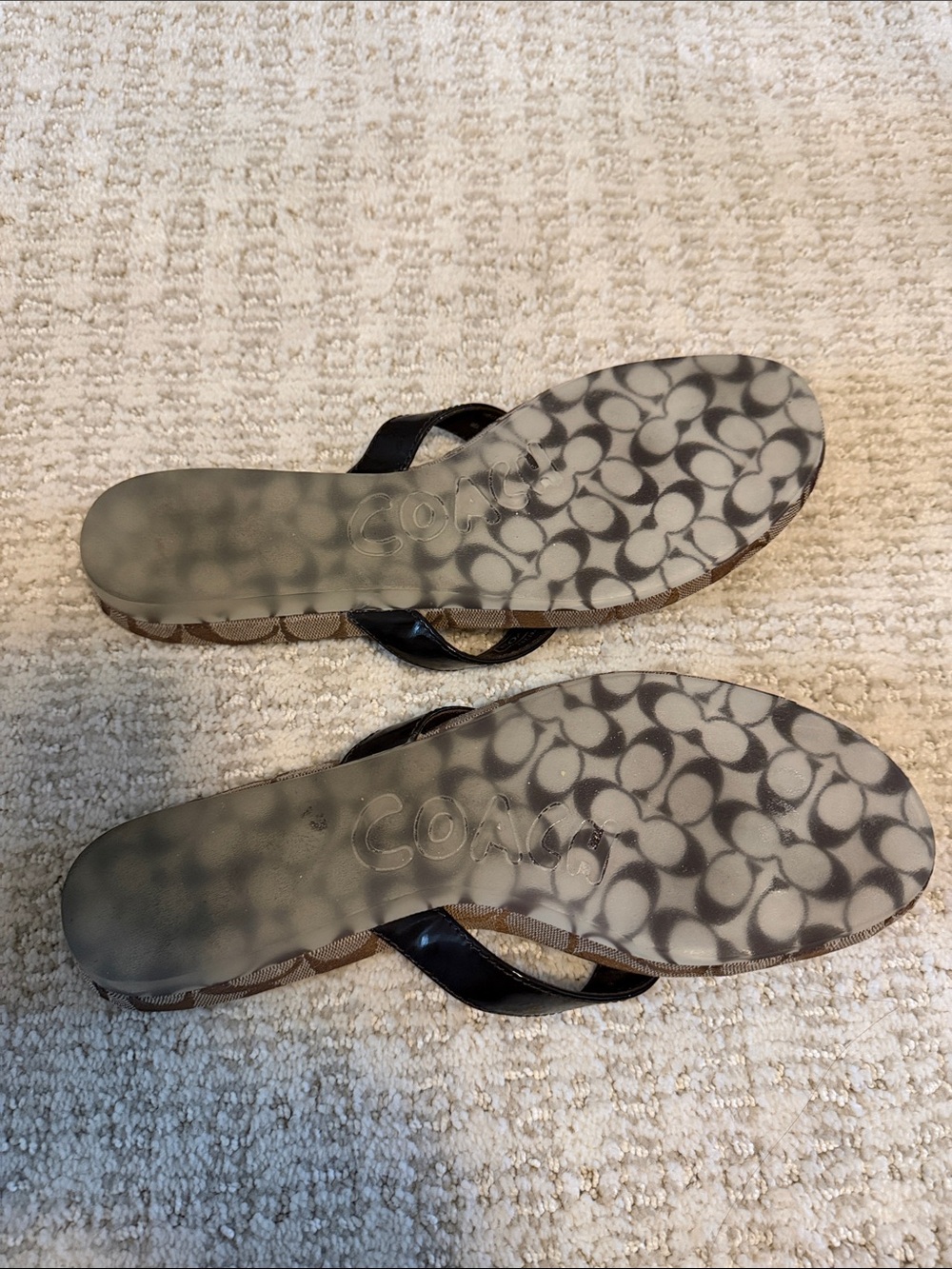Coach Brown Signature Canvas Floral Thong Sandals - Picture 2 of 3